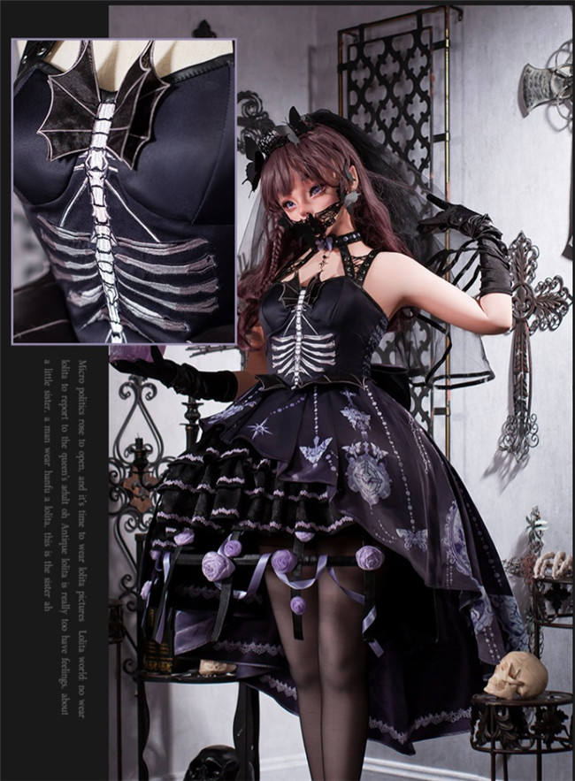 Ying Luo Fu Skeletons Feast Gothic Lolita Dress Jumpers