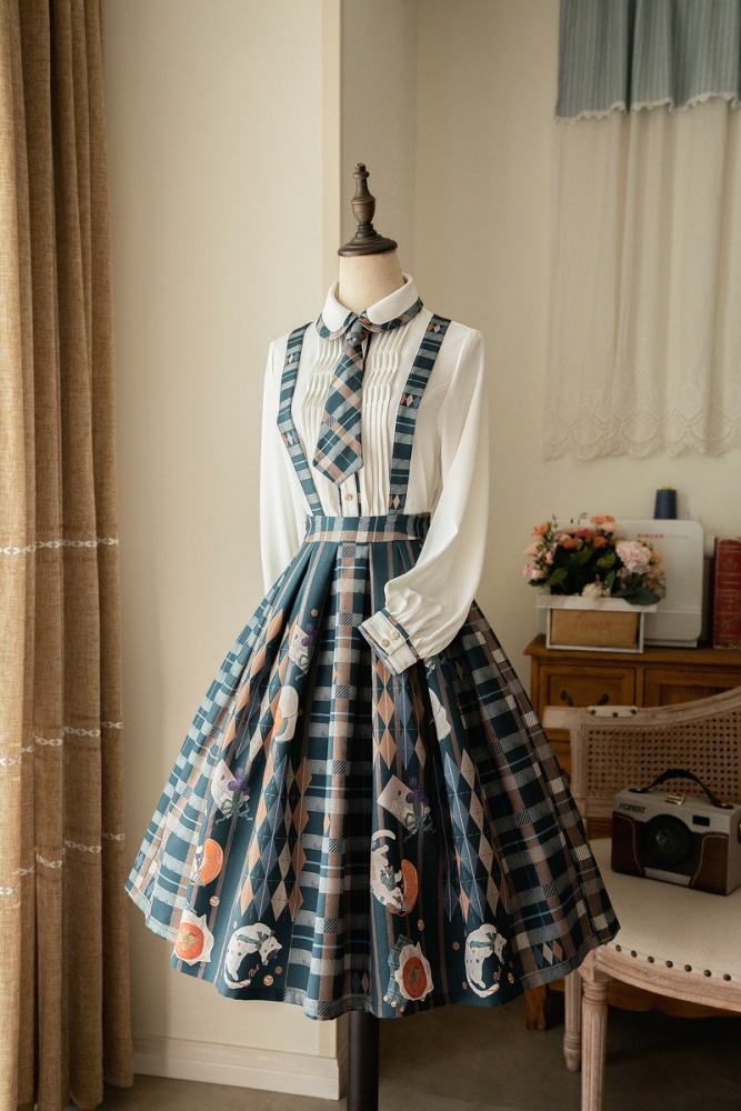 Forest Wardrobe Orange Kitten Lolita Dress, Blouse, Vest and Skirt