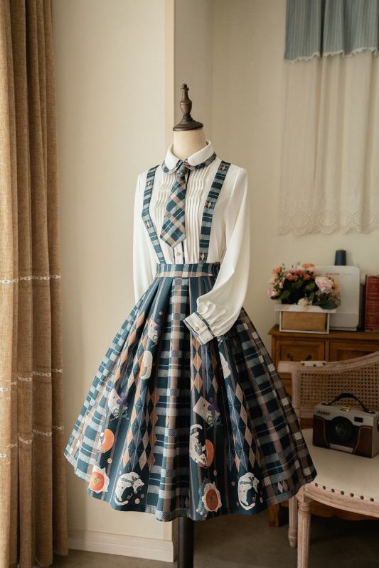 Forest Wardrobe Orange Kitten Lolita Dress, Blouse, Vest and Skirt