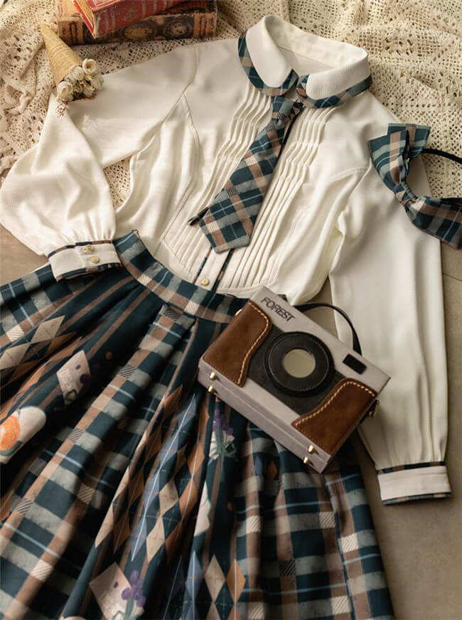 Forest Wardrobe Orange Kitten Lolita Dress, Blouse, Vest and Skirt