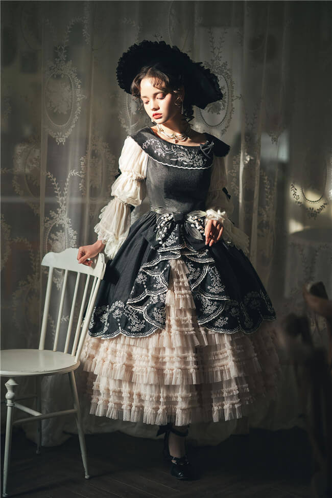 Embroidered Lily of the Valley Elegant Classic Lolita Dress