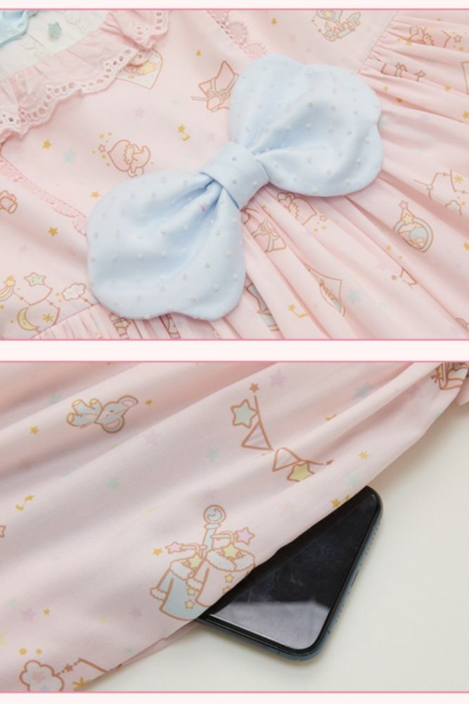 Summer Fairy Sanrio Collaborated The Twins Prints Lolita JSK OP Blouse and Cardigan