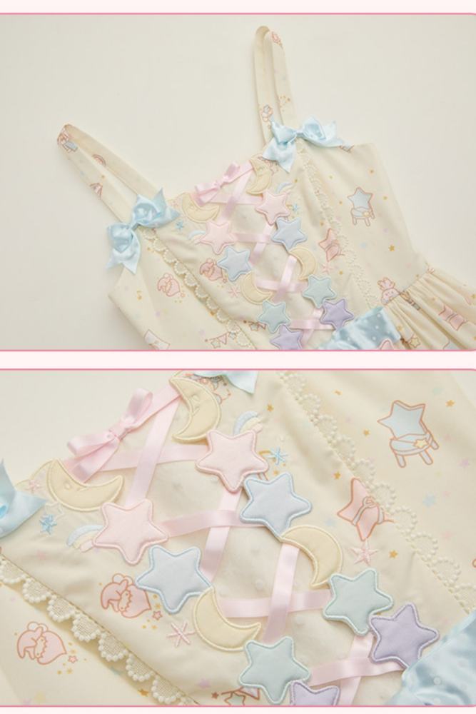 Summer Fairy Sanrio Collaborated The Twins Prints Lolita JSK OP Blouse and Cardigan