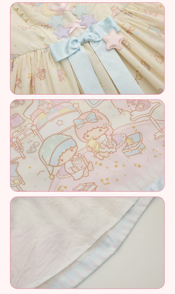 Summer Fairy Sanrio Collaborated The Twins Prints Lolita JSK OP Blouse and Cardigan