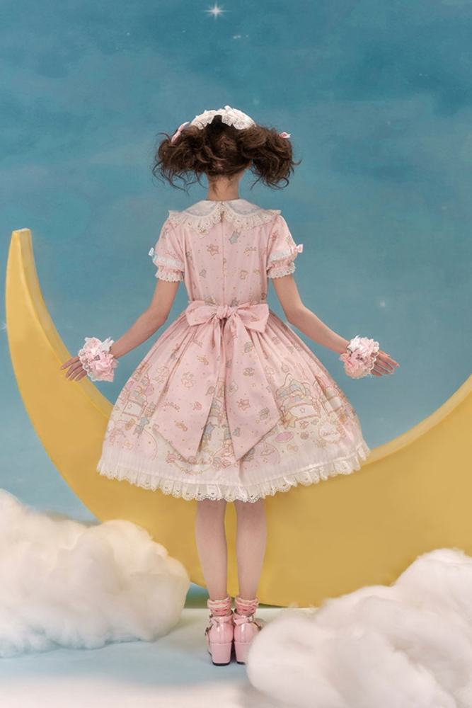 Summer Fairy Sanrio Collaborated The Twins Prints Lolita JSK OP Blouse and Cardigan