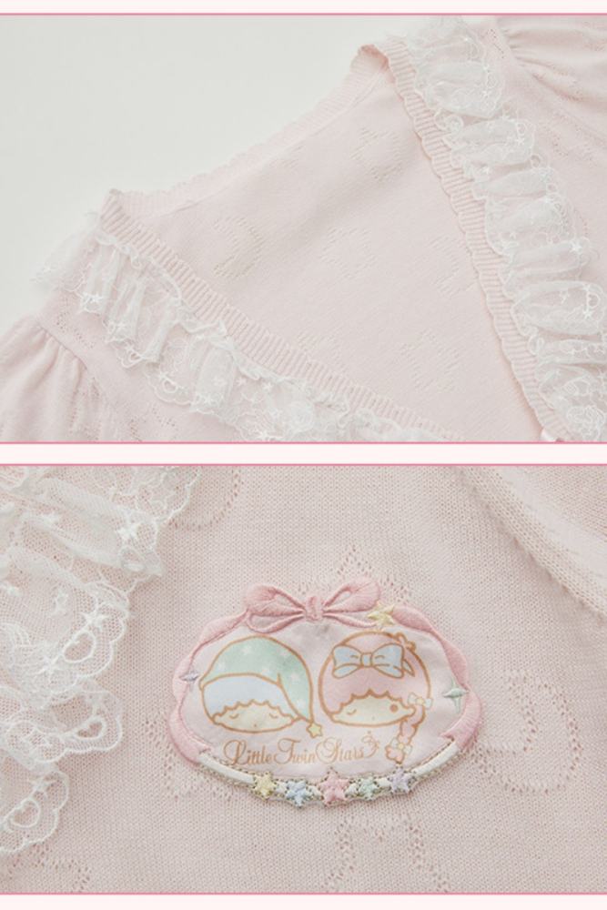 Summer Fairy Sanrio Collaborated The Twins Prints Lolita JSK OP Blouse and Cardigan