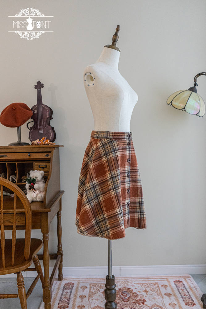 Miss Point ~Little Fox in Woods Mori Girl Elegant Plaid Skirt