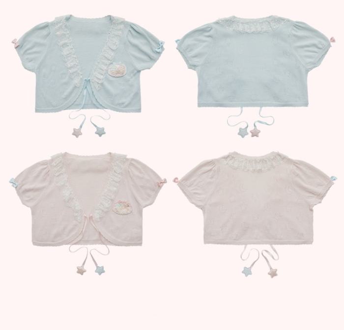 Summer Fairy Sanrio Collaborated The Twins Prints Lolita JSK OP Blouse and Cardigan