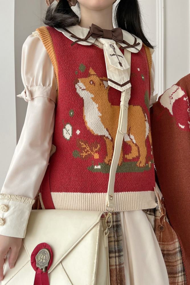 Miss Point ~Little Fox in Woods Sweater Vest