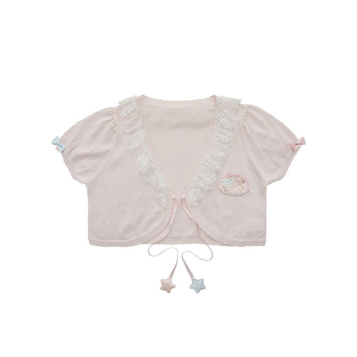 Summer Fairy Sanrio Collaborated The Twins Prints Lolita JSK OP Blouse and Cardigan
