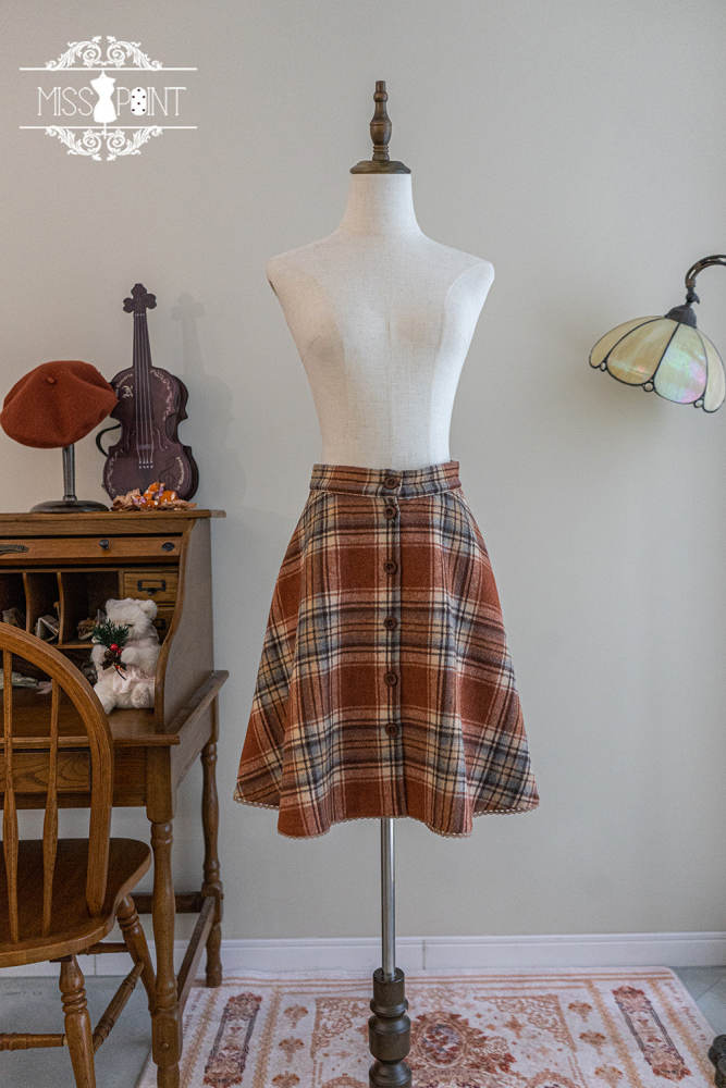 Miss Point ~Little Fox in Woods Mori Girl Elegant Plaid Skirt