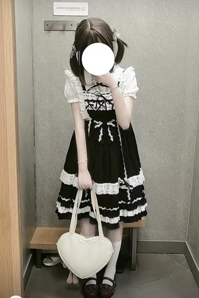 Sweet Coco Maid Cotton Lolita JSK Apron and Hairband
