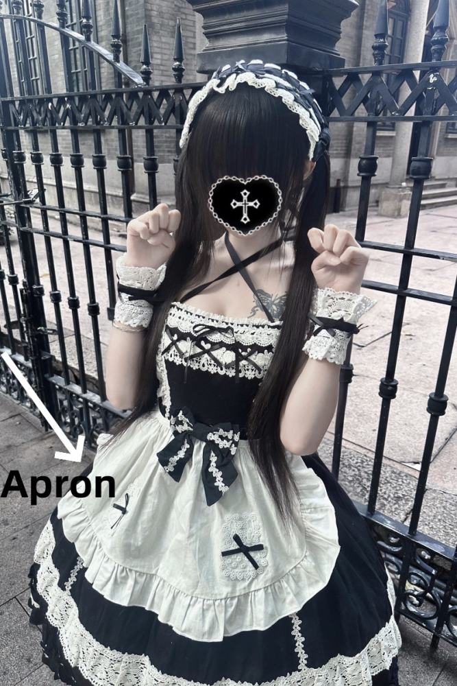 Sweet Coco Maid Cotton Lolita JSK Apron and Hairband
