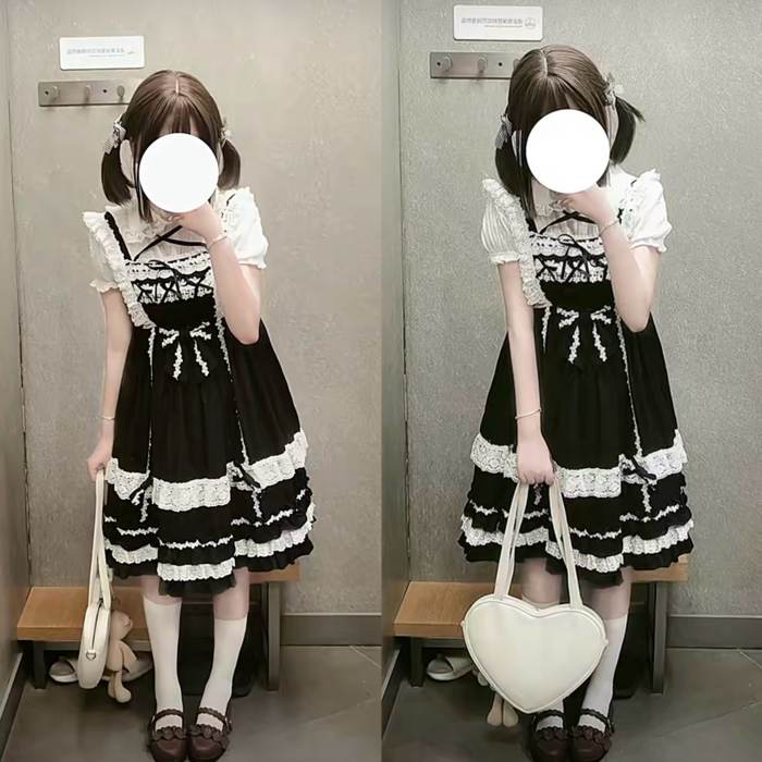 Sweet Coco Maid Cotton Lolita JSK Apron and Hairband