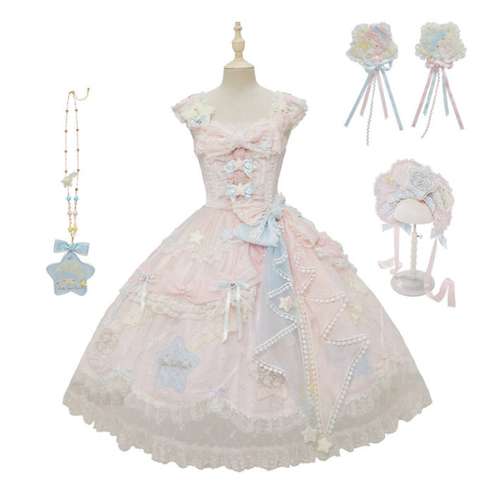 Summer Fairy Sanrio Collaborated The Twins Gorgeous Lolita JSK Top and Skirt
