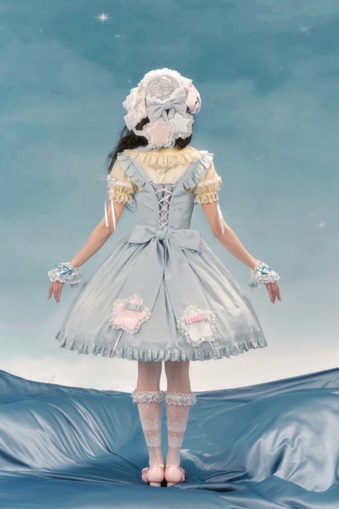 Summer Fairy Sanrio Collaborated The Twins Lolita Yellow OP and Pink Blue JSK