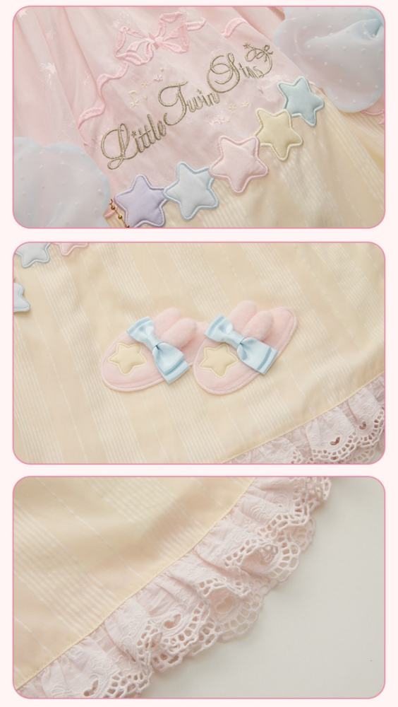 Summer Fairy Sanrio Collaborated The Twins Lolita Yellow OP and Pink Blue JSK