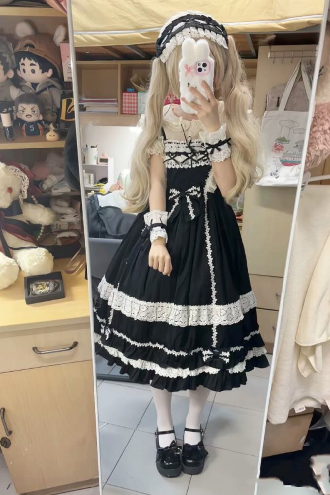 Sweet Coco Maid Cotton Lolita JSK Apron and Hairband