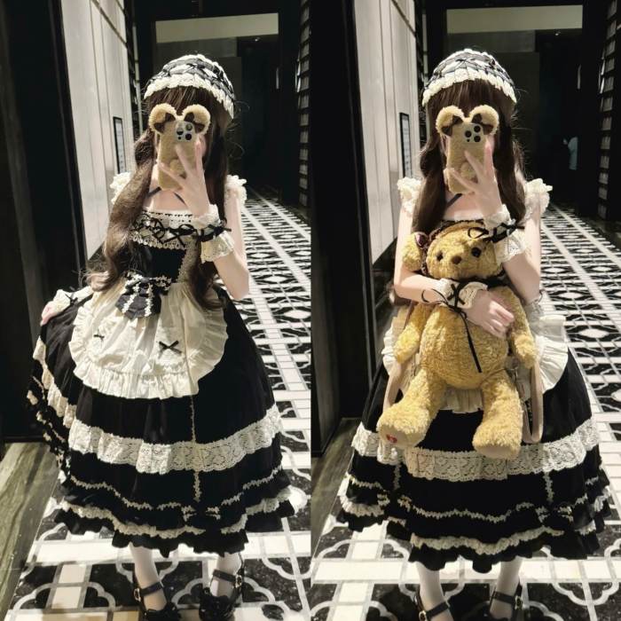 Sweet Coco Maid Cotton Lolita JSK Apron and Hairband