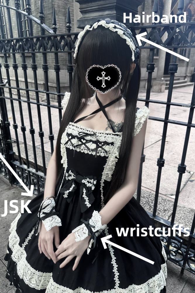 Sweet Coco Maid Cotton Lolita JSK Apron and Hairband