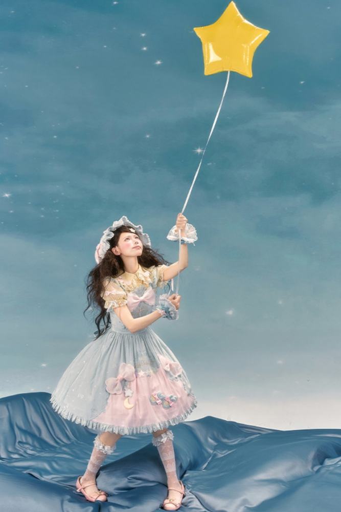 Summer Fairy Sanrio Collaborated The Twins Lolita Yellow OP and Pink Blue JSK