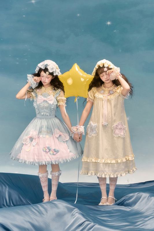 Summer Fairy Sanrio Collaborated The Twins Lolita Yellow OP and Pink Blue JSK