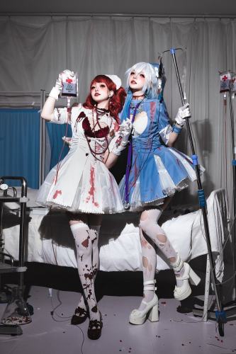 Your Highness Heart Nurse Dress Black White Pink Purple