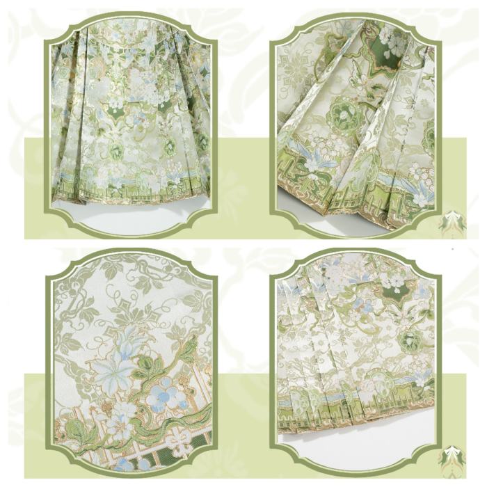 Huaxianji Hanfu Qi Lolita Horse Face Skirt Top Overdress and Headdress