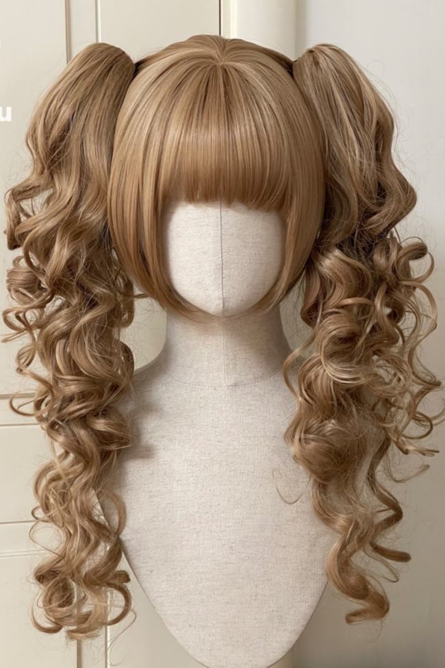Dcoucou Short Bobo Double Ponytails Curls Lolita Wigs