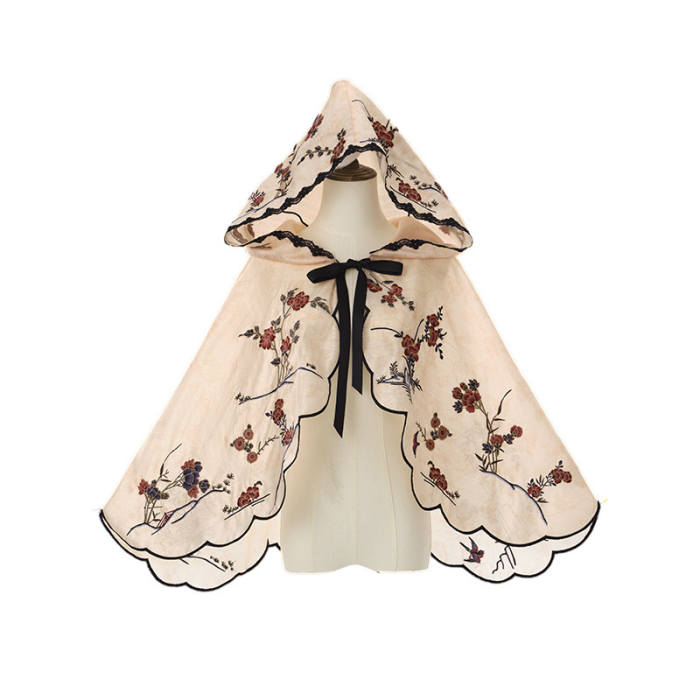 Yimu Walnut ~Flower Bird Amber~ Hanfu Qi Lolita JSK Top Cape and Hat