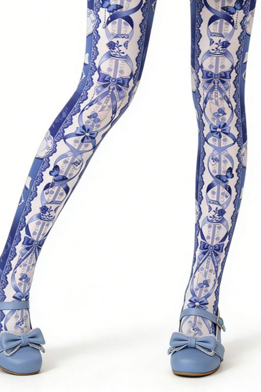 Sweet Girl ~Blue and White Porcelain~ Lolita Prints Tights