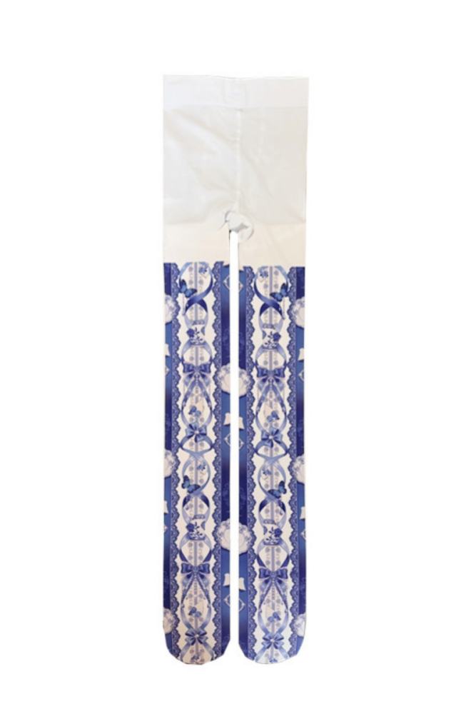 Sweet Girl ~Blue and White Porcelain~ Lolita Prints Tights