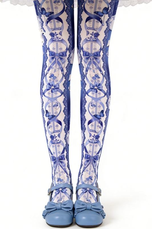 Sweet Girl ~Blue and White Porcelain~ Lolita Prints Tights