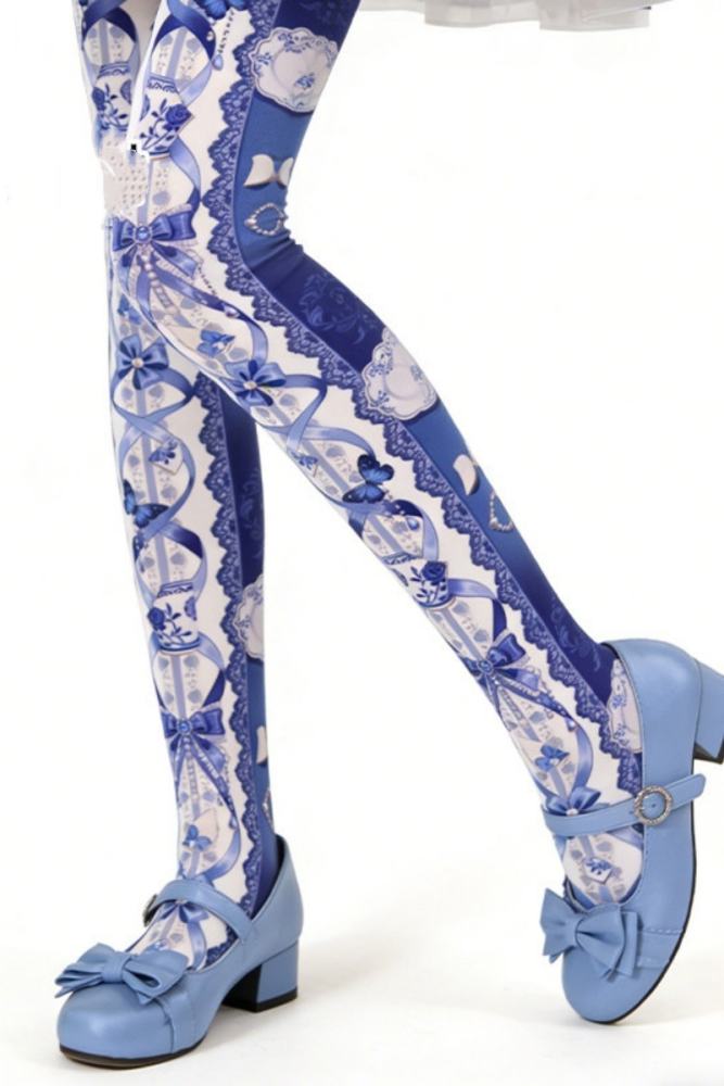 Sweet Girl ~Blue and White Porcelain~ Lolita Prints Tights