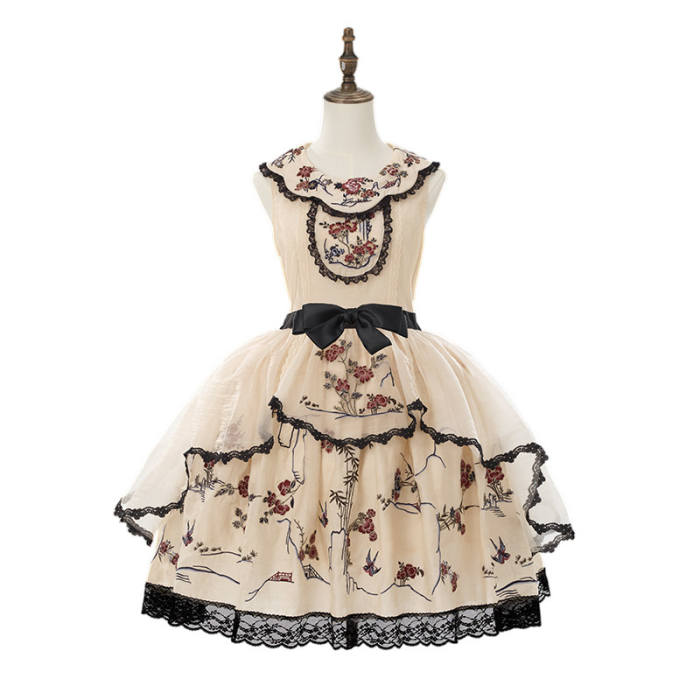 Yimu Walnut ~Flower Bird Amber~ Hanfu Qi Lolita JSK Top Cape and Hat