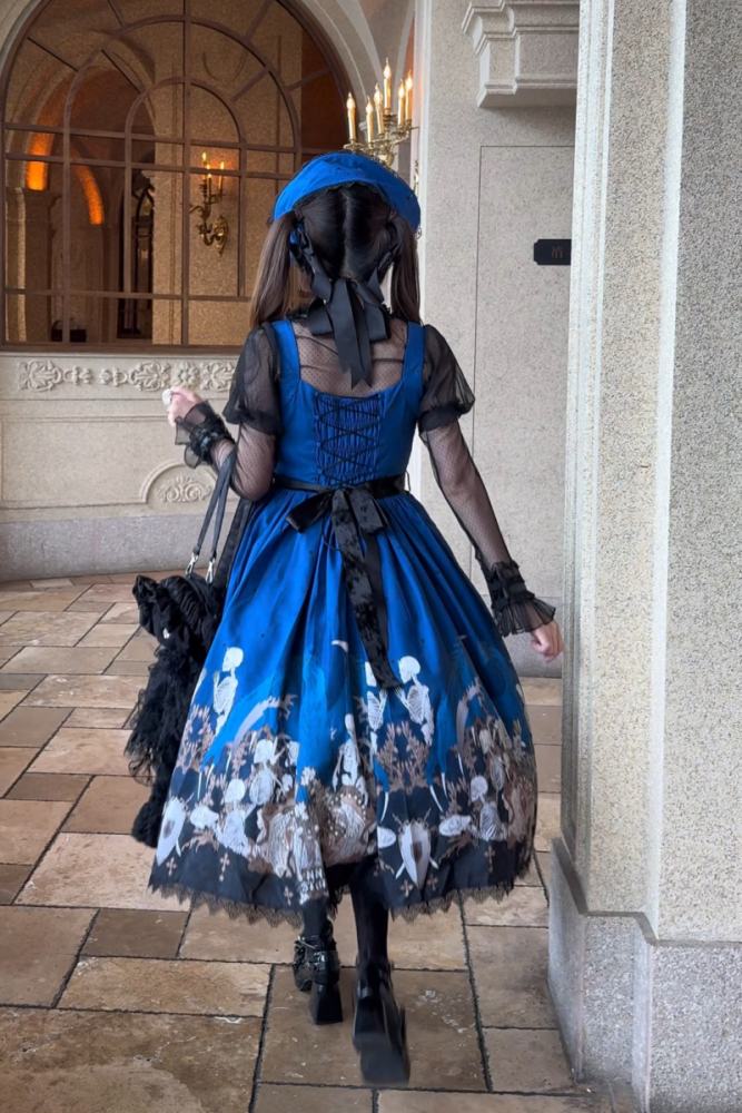 Nnstar Dragon Bone Lily Retro Gothic JSK Lolita Prints Dress