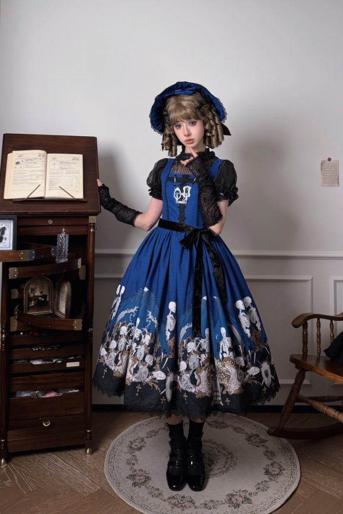 Nnstar Dragon Bone Lily Retro Gothic JSK Lolita Prints Dress