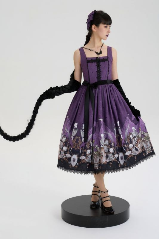 Nnstar Dragon Bone Lily Retro Gothic JSK Lolita Prints Dress