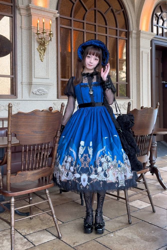 Nnstar Dragon Bone Lily Retro Gothic JSK Lolita Prints Dress