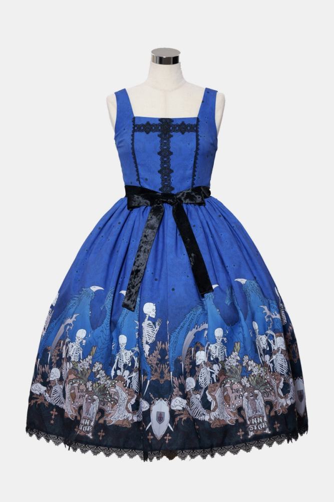 Nnstar Dragon Bone Lily Retro Gothic JSK Lolita Prints Dress