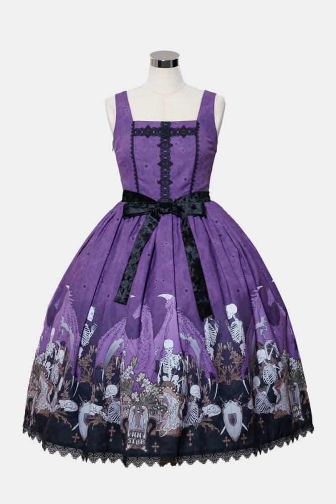 Nnstar Dragon Bone Lily Retro Gothic JSK Lolita Prints Dress