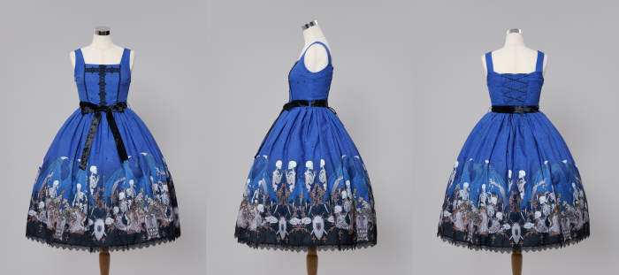 Nnstar Dragon Bone Lily Retro Gothic JSK Lolita Prints Dress