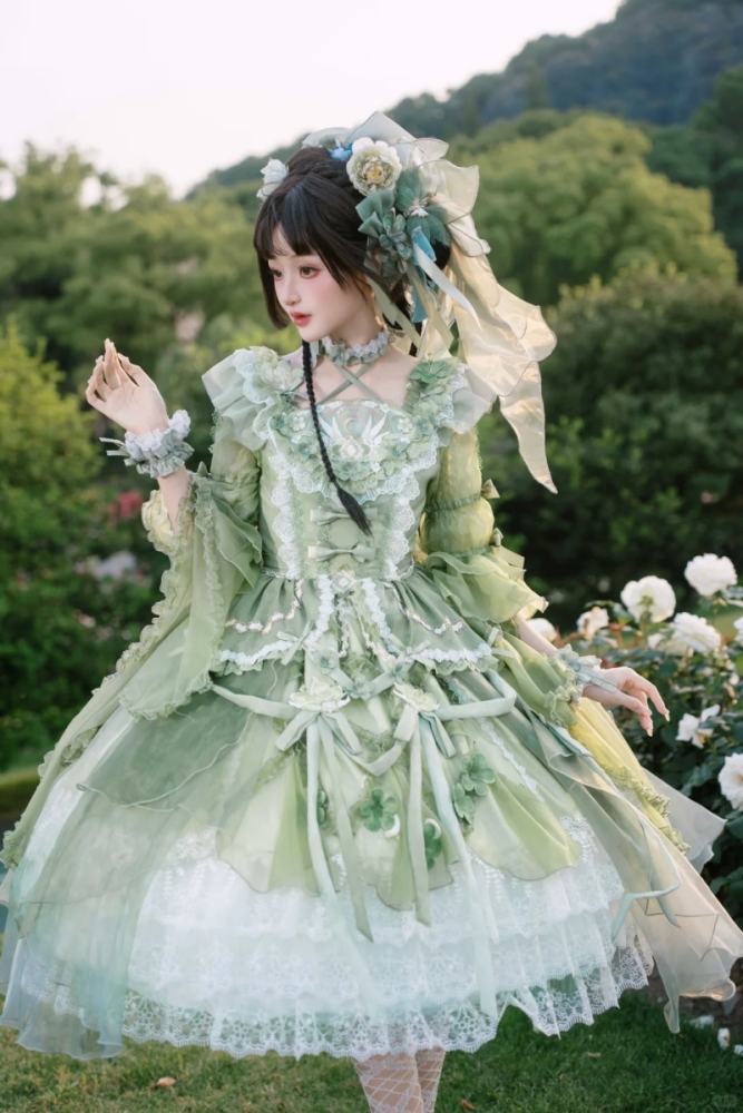 Bramble Rose ~Flower Stream~ Hanfu Qi Lolita OP 4 Colors