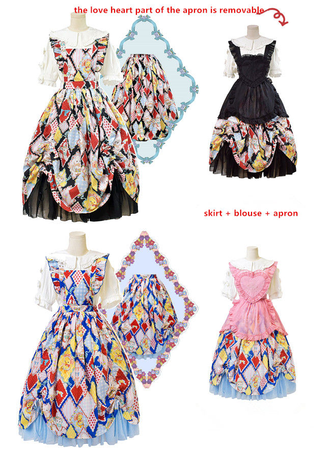Showa Kaleidoscope Lolita One Piece, Salopette and Skirt - IN Stock