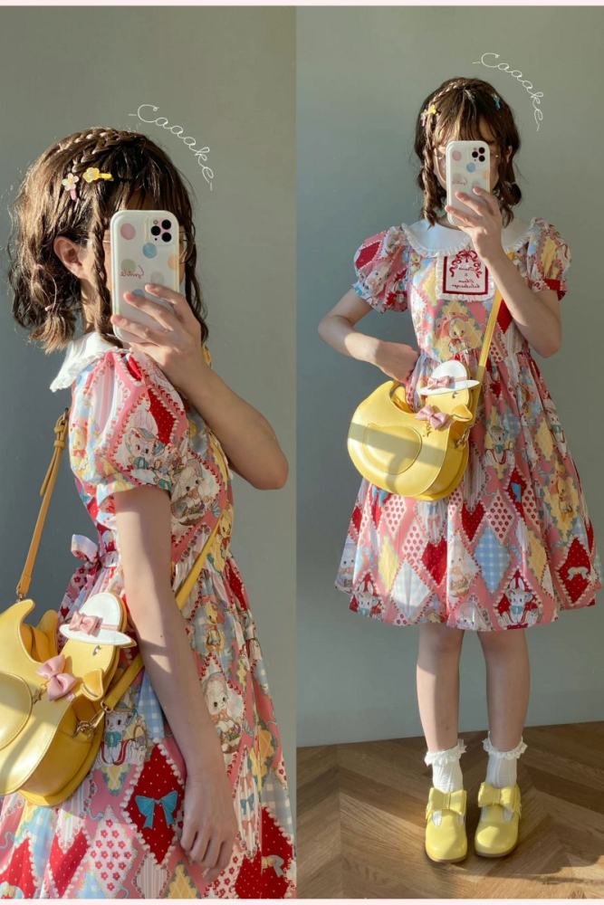 Showa Kaleidoscope Lolita One Piece, Salopette and Skirt - IN Stock