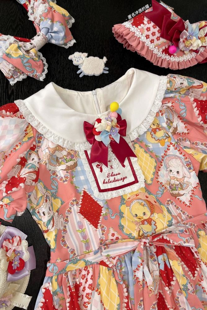 Showa Kaleidoscope Lolita One Piece, Salopette and Skirt - IN Stock