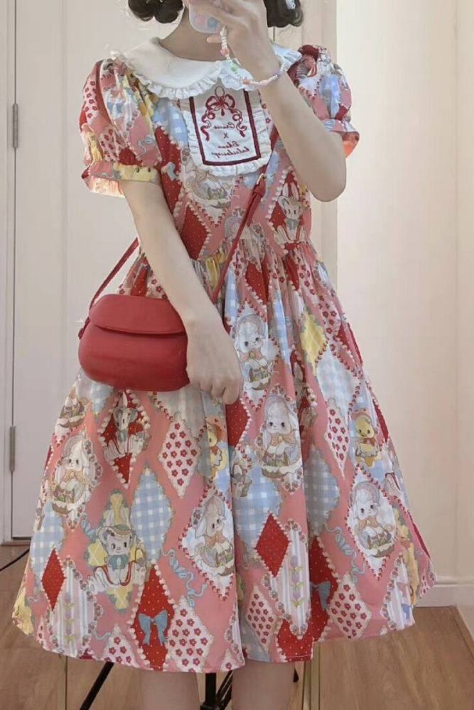 Showa Kaleidoscope Lolita One Piece, Salopette and Skirt - IN Stock