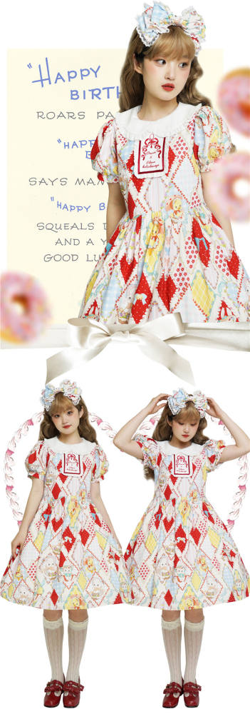Showa Kaleidoscope Lolita One Piece, Salopette and Skirt - IN Stock