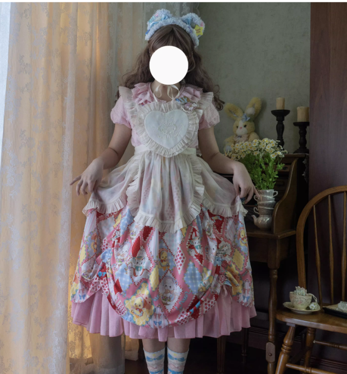 Showa Kaleidoscope Lolita One Piece, Salopette and Skirt - IN Stock