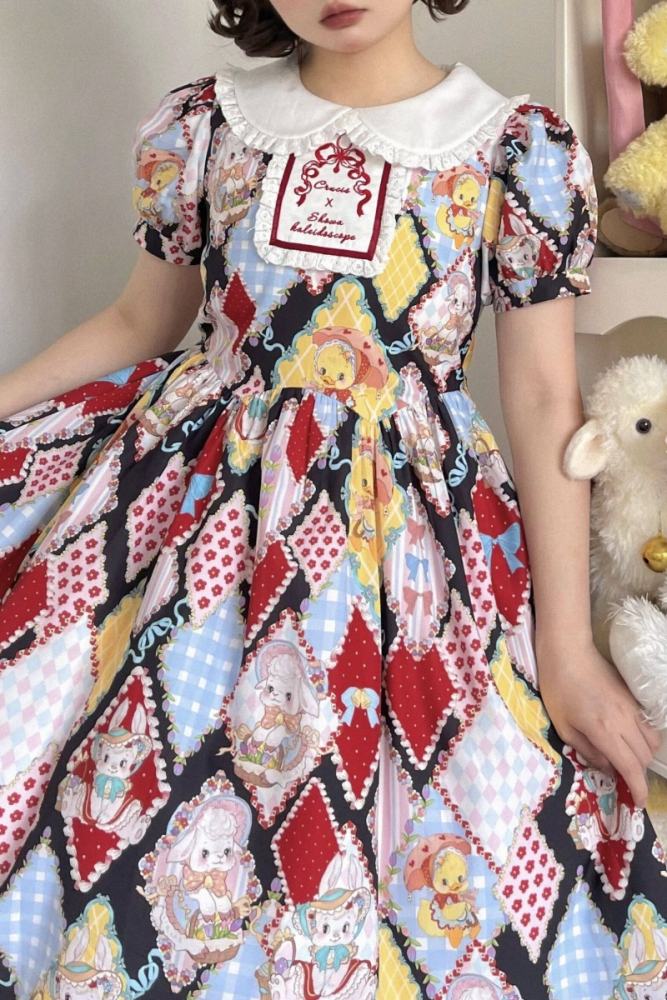 Showa Kaleidoscope Lolita One Piece, Salopette and Skirt - IN Stock